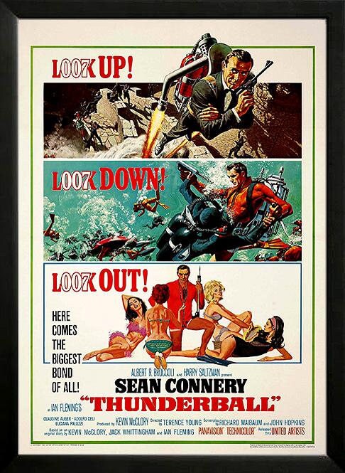 Set of 4 James Bond Movie Posters Custom Framed Displays