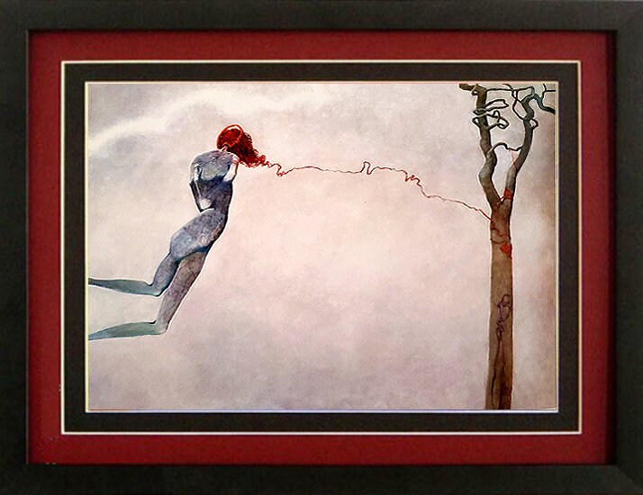 Framed Beksinski Art Poster Female Figure In Flight