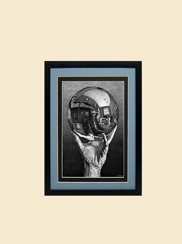 Hand with Reflecting Sphere Art Print by M.C. Escher Professionally Framed