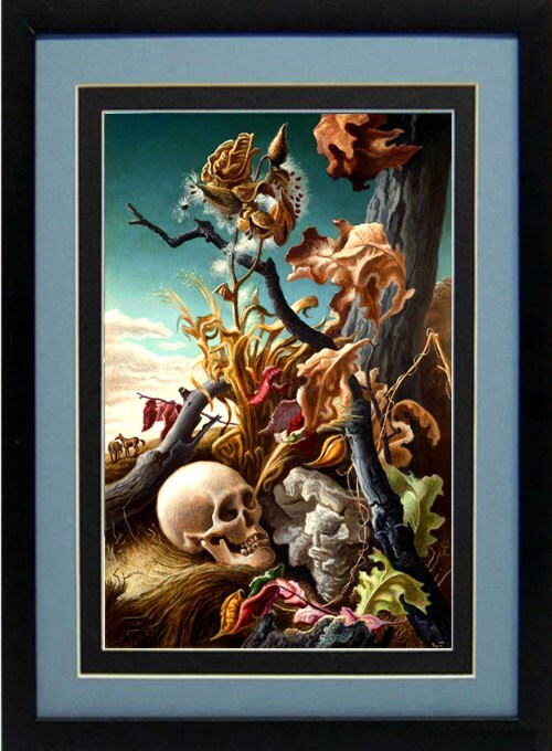 Thomas Hart Benton Landscape Art Skull Custom Framed A+ Quality