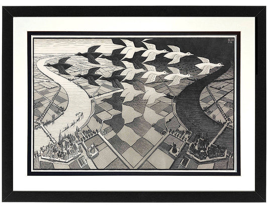 Escher Print Day and Night Framed