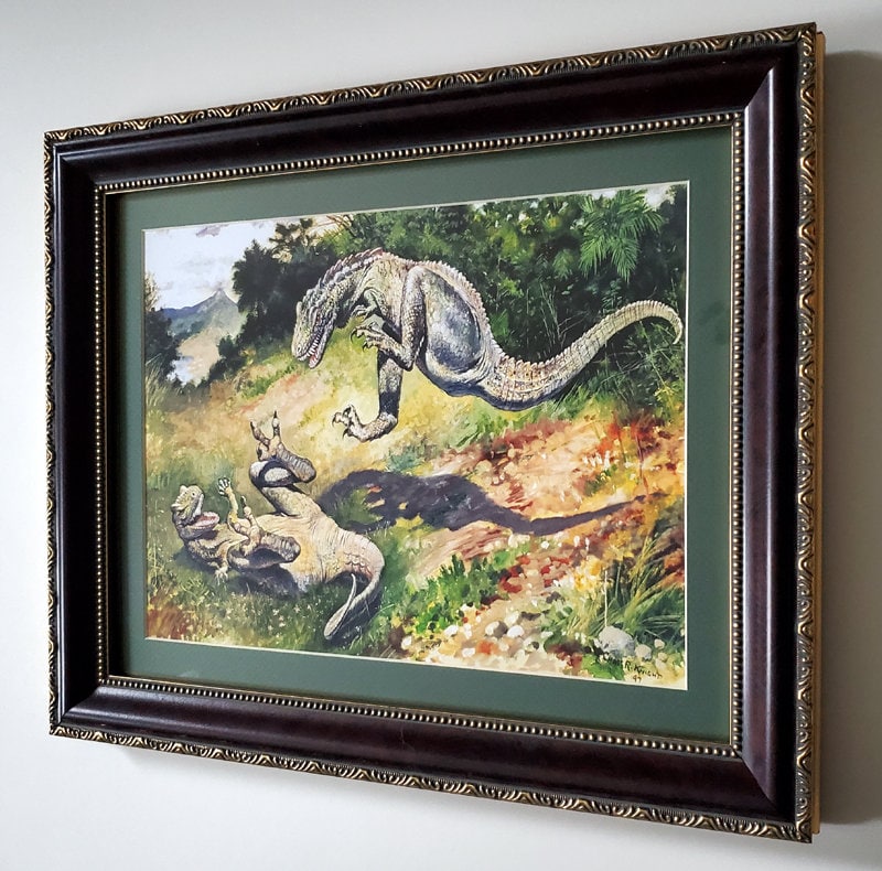 Dinosaur Battle Framed Print Museum Mural