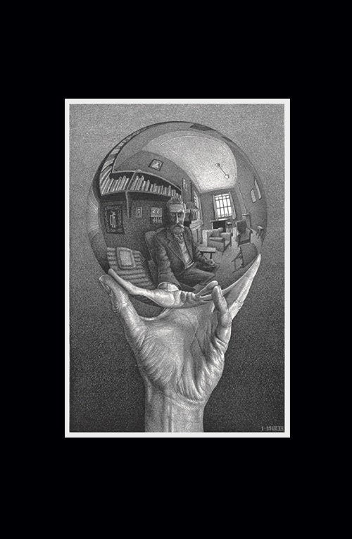 MC Escher Hand with Sphere Poster Print