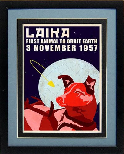 Laika Space Dog Poster Framed