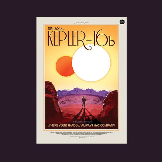NASA Retro StyleTravel Poster Exo Planet Keppler 16B, Finest Quality, Many Sizes Available