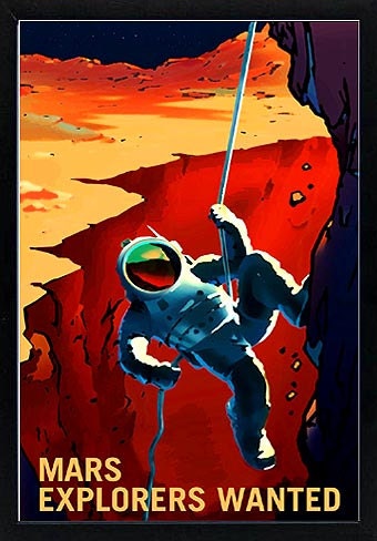 MARS NASA  Poster  Explorers Wanted Custom Framed A+ Quality