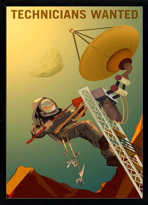 MARS NASA  Poster Technicians Wanted Custom Framed A+ Quality
