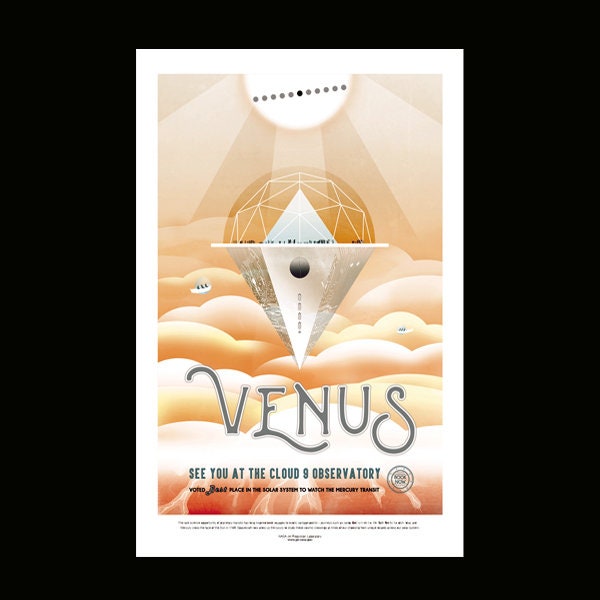NASA Retro StyleTravel Poster Venus Finest Quality, Many Sizes Available