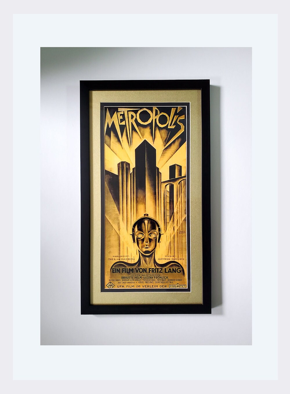 Metropolis Movie Poster Framed with Metalic Gold Mat Finest Quality