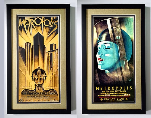 Metropolis Movie Poster set Metalic Gold Mat. Finest Quality.