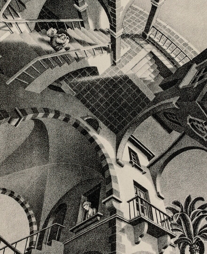 M.C. Escher Print Up and Down Framed