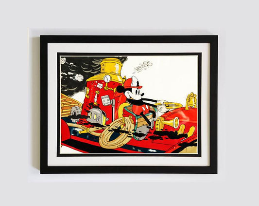 Mickey the Firefighter Poster Framed