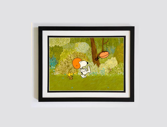 Snoopy The Fooball Player Poster Framed