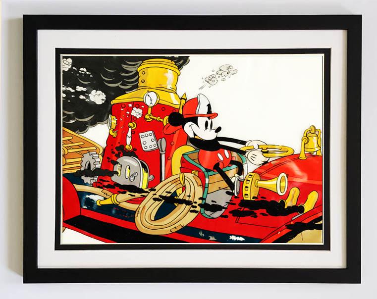 Mickey the Firefighter Poster Framed