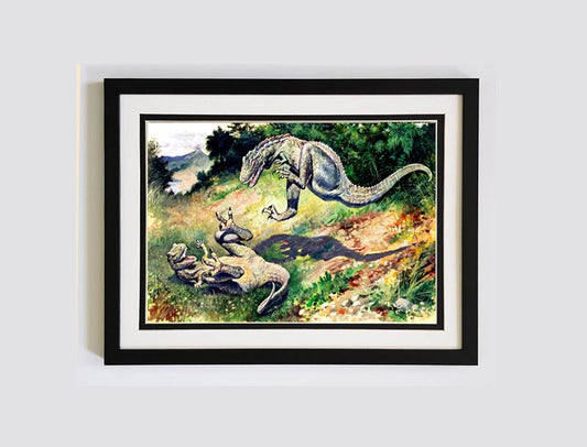 Dinosaur Battle Framed Dinosaur Poster