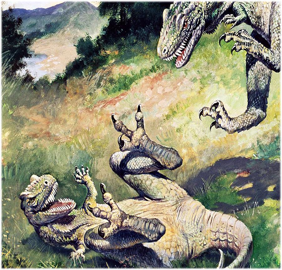 Dinosaur Battle Framed Dinosaur Poster
