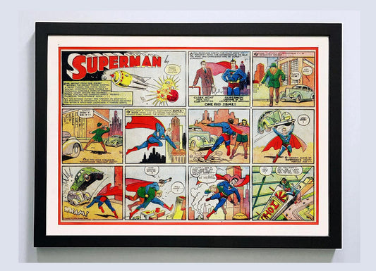 Vintage Superman Comic Strip – Framed Wall Art Print