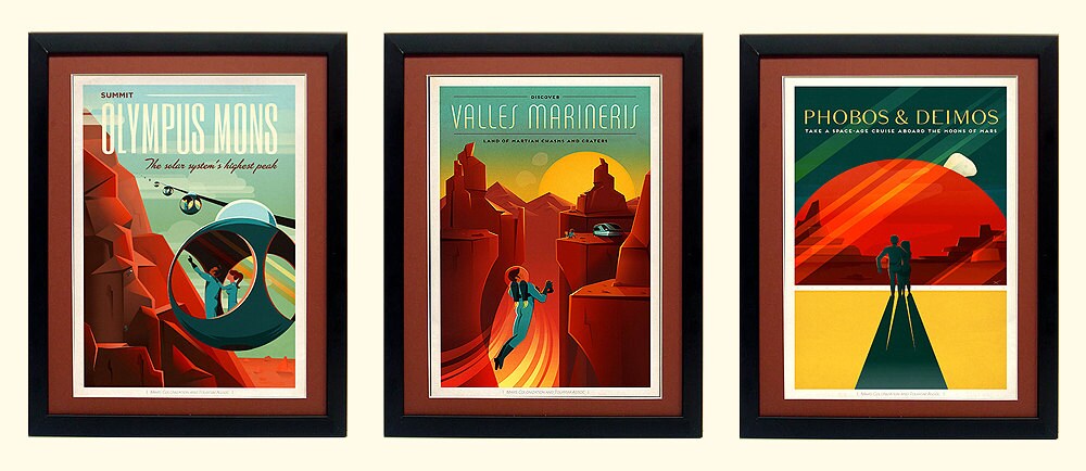 Set of 3 SpaceX Vintage Space Travel Posters