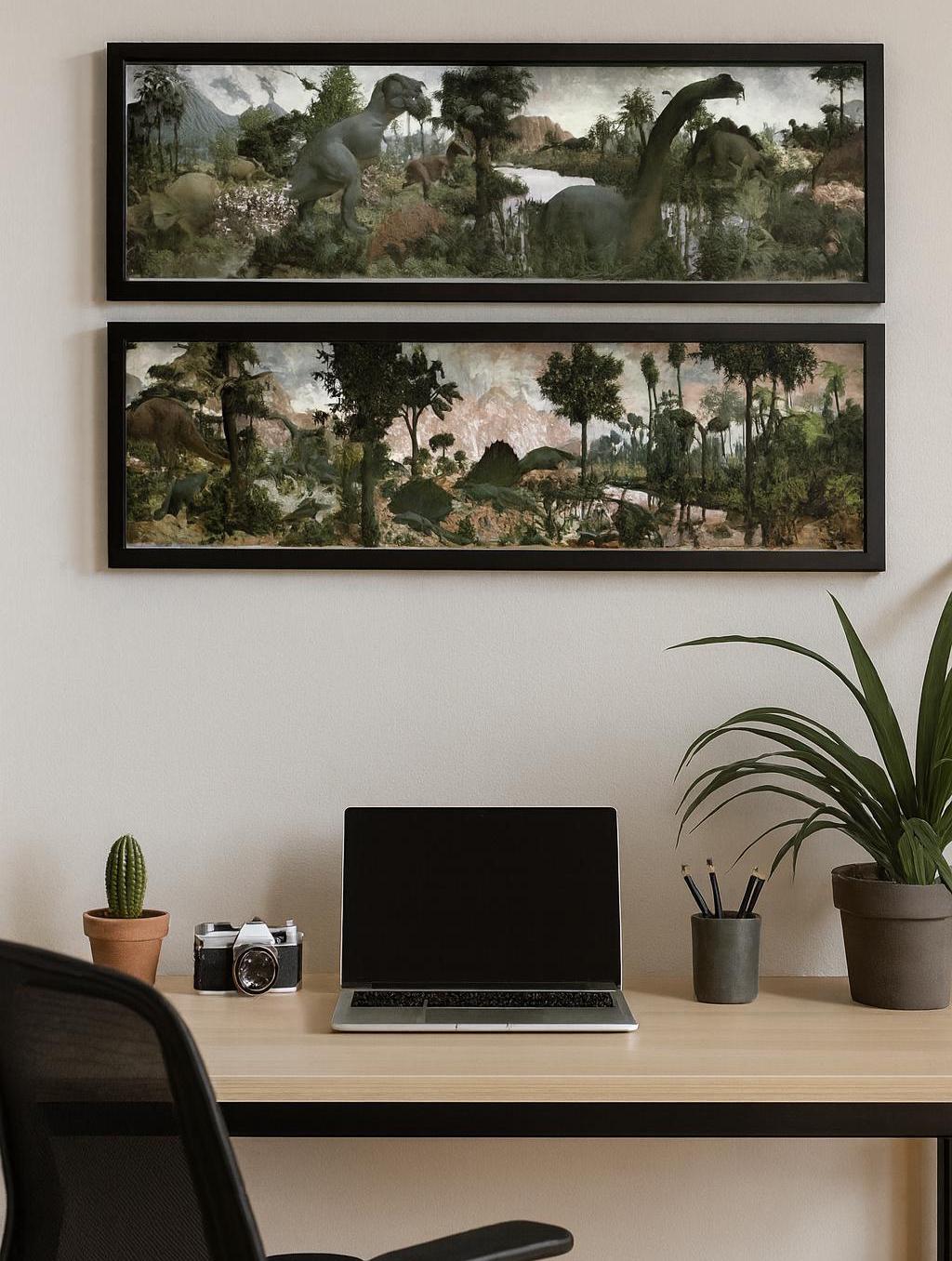 The Age of Reptiles Dinosaur Mural Poster by Zallinger Framed Set