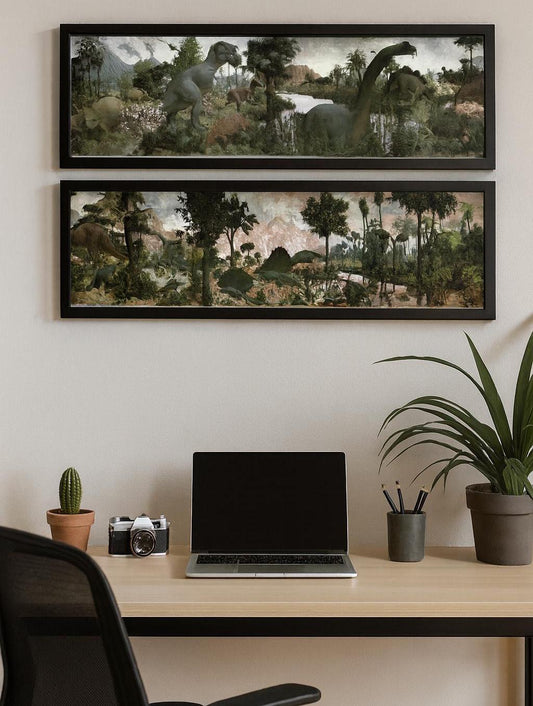 The Age of Reptiles Dinosaur Mural Poster by Zallinger Framed Set