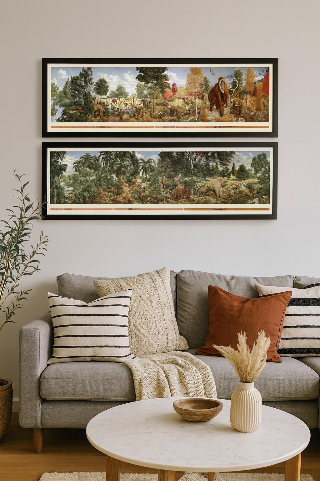 The Age of Mammals Mural Poster by Rudolph Zallinger Framed Set