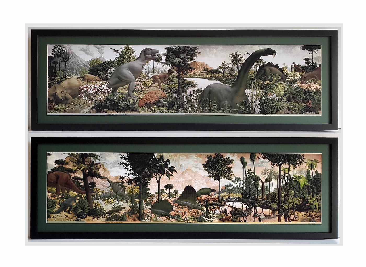Age of Reptiles Dinosaur Mural Art by Zallinger Framed Set