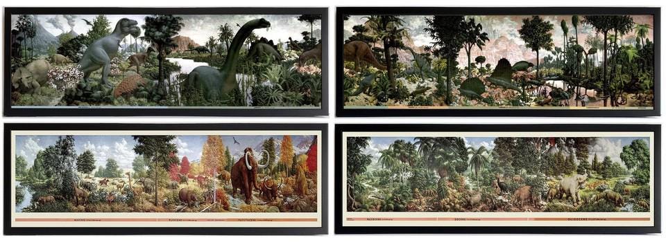 The Age of Reptiles & Age of Mammals Framed Sets Art by Zallinger
