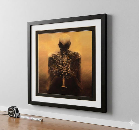 Zdzisław Beksiński "Horn Player" Fine Art Framed Print Custom Double-Matted & Ready to Hang