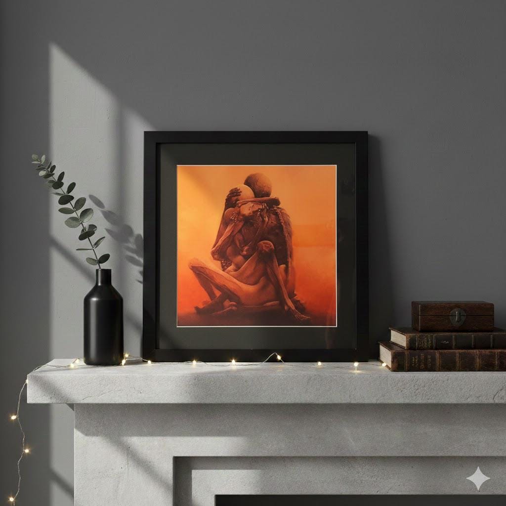 Beksiński Lovers Fine Art Framed Print Customizable