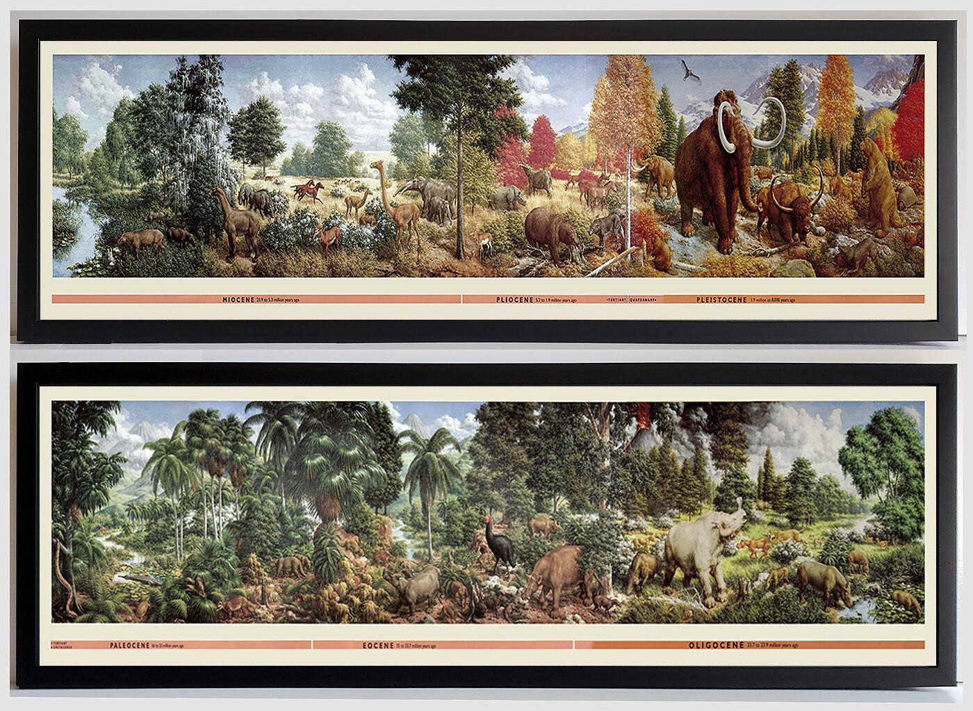 The Age of Mammals Mural Poster by Rudolph Zallinger Framed Set