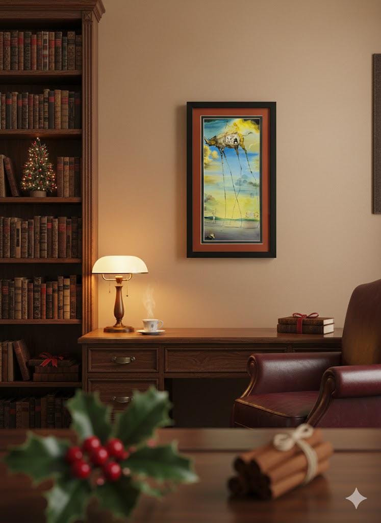 Dali Rhinoceros Print in Frame with Double Mat