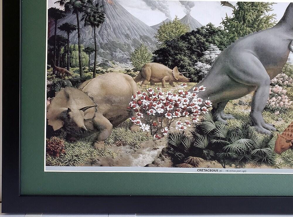 Age of Reptiles Dinosaur Mural Art by Zallinger Framed Set