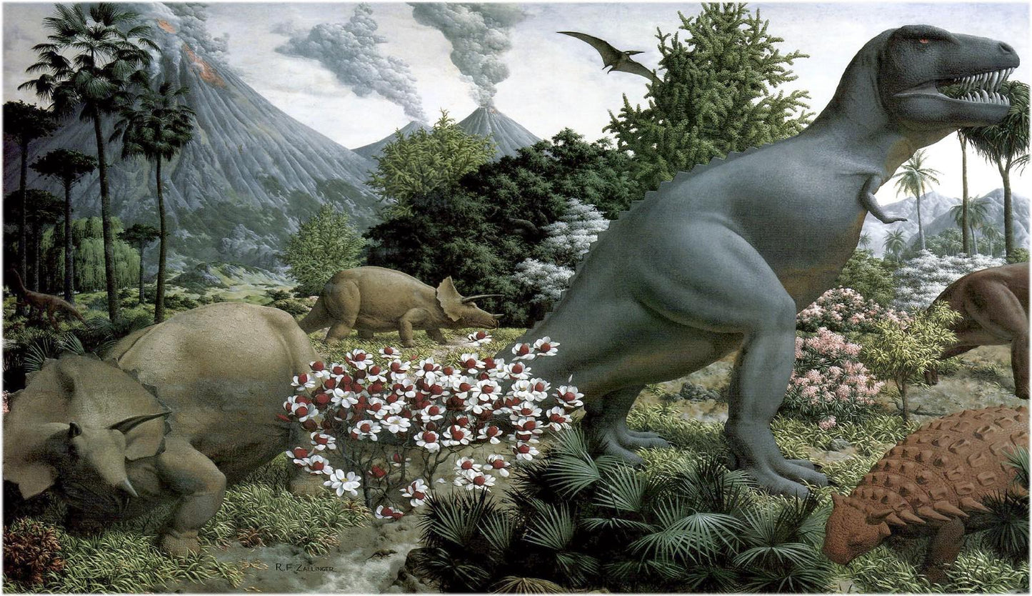 Age of Reptiles Dinosaur Mural Art by Zallinger Framed Set