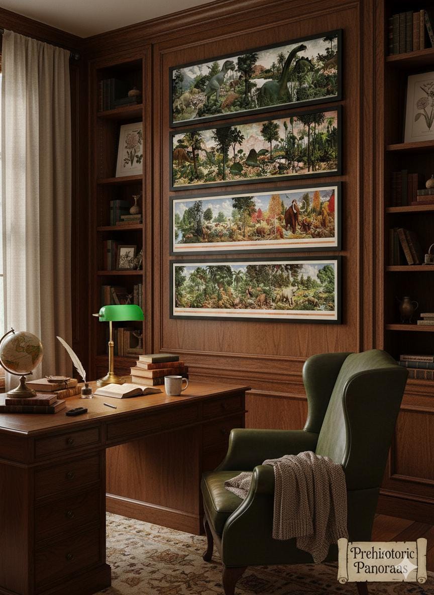 The Age of Reptiles & Age of Mammals Framed Sets Art by Zallinger