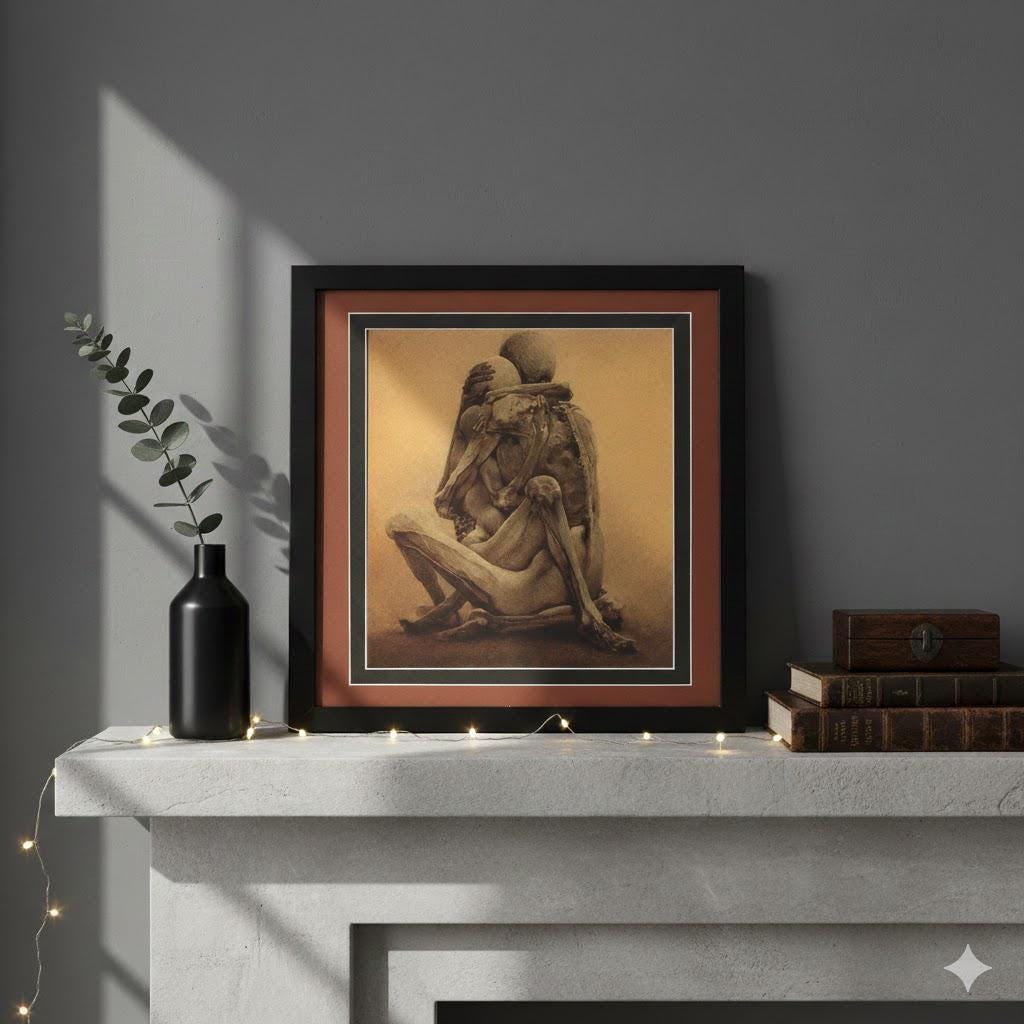 Beksiński Lovers Fine Art Framed Print Customizable