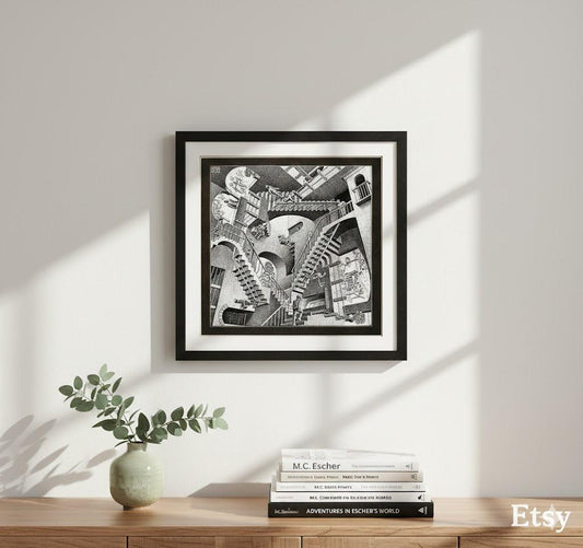 M.C. Escher Art Relativity Framed Print with Double Mat