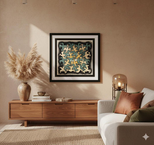 M.C. Escher Art Framed Print with Double Mat