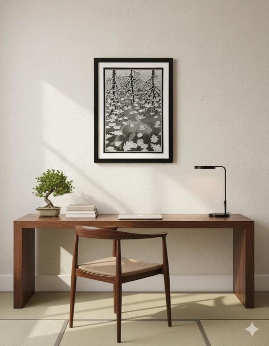M.C. Escher Art Three Worlds Framed Print
