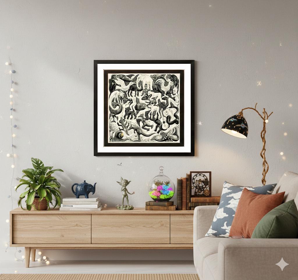 M.C. Escher Art Framed Print with Double Mat