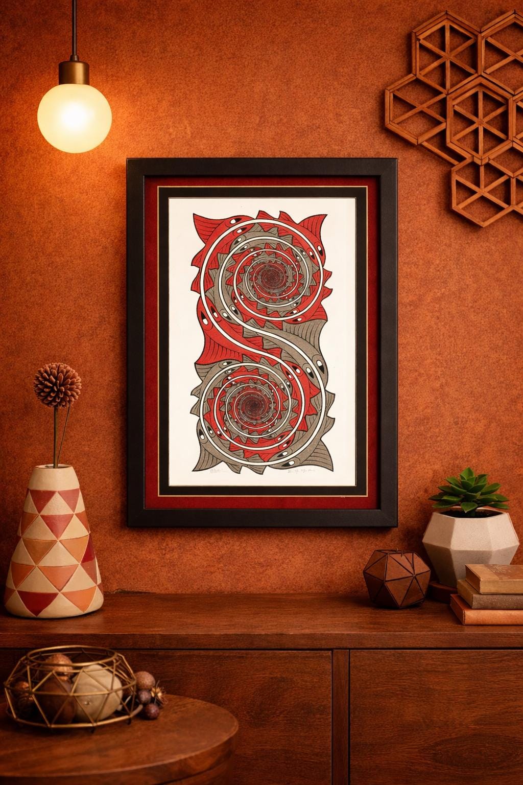 M.C. Escher Optical Illusion Print – MC Escher Mathematical Art, Impossible Architecture Wall Art