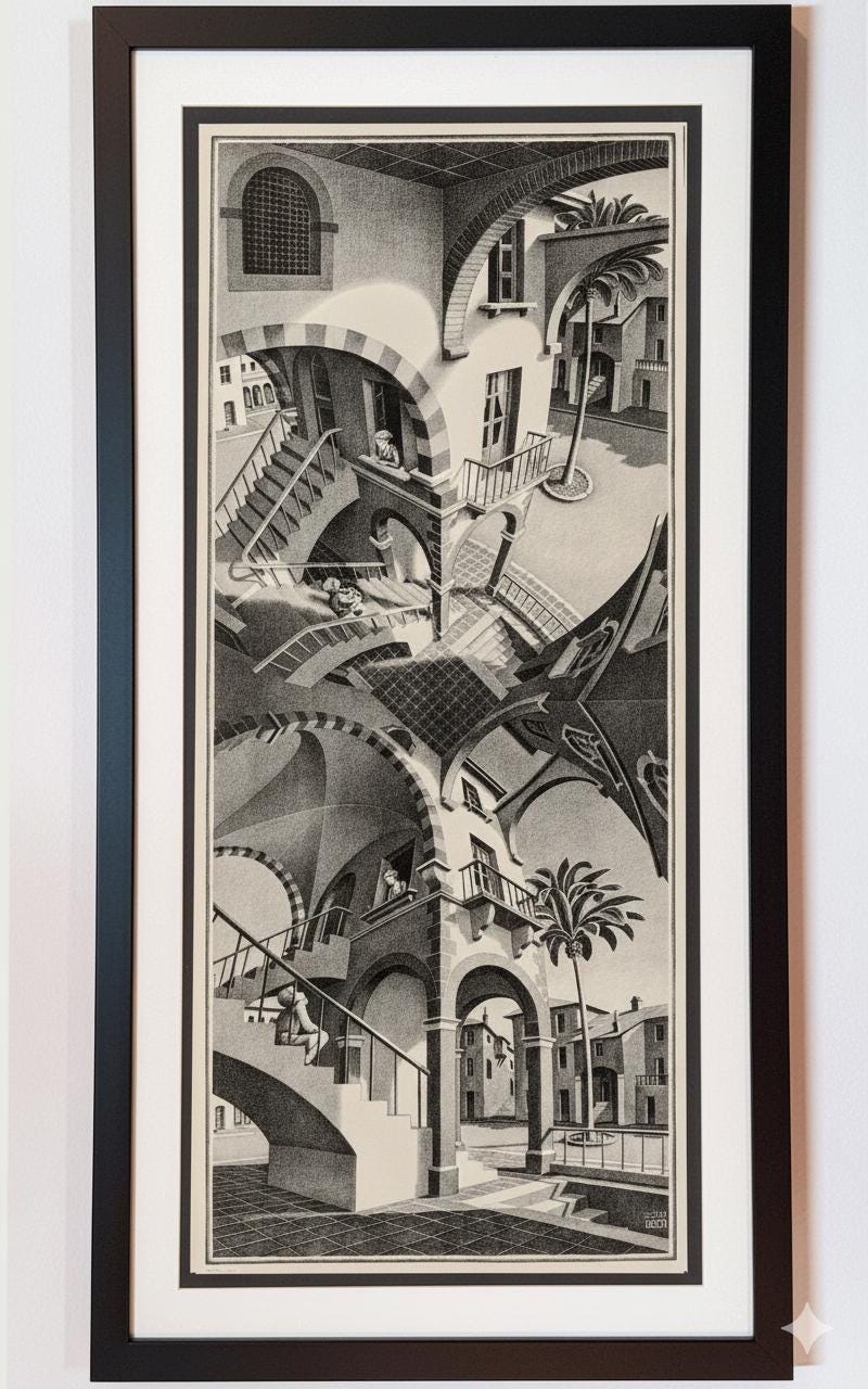 M.C. Escher Up and Down Print High-End Framing Minimalist Decor