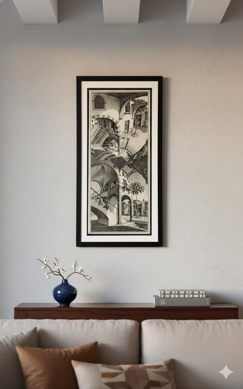 M.C. Escher Up and Down Print High-End Framing Minimalist Decor