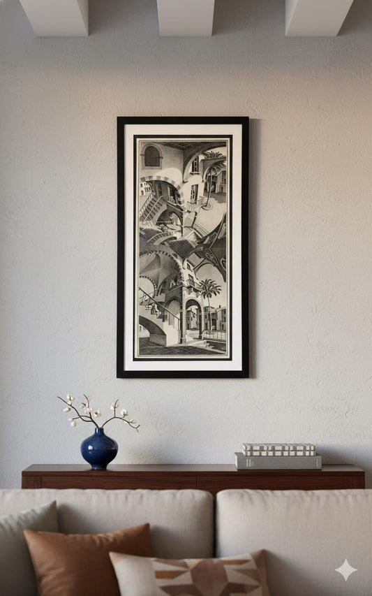 M.C. Escher Up and Down Print High-End Framing Minimalist Decor