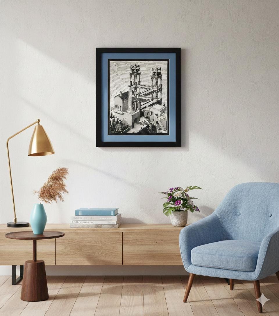 Waterfall by M.C. Escher Print Framed Art