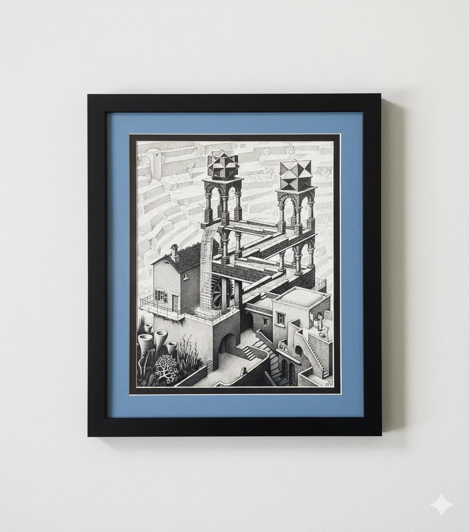 Waterfall by M.C. Escher Print Framed Art