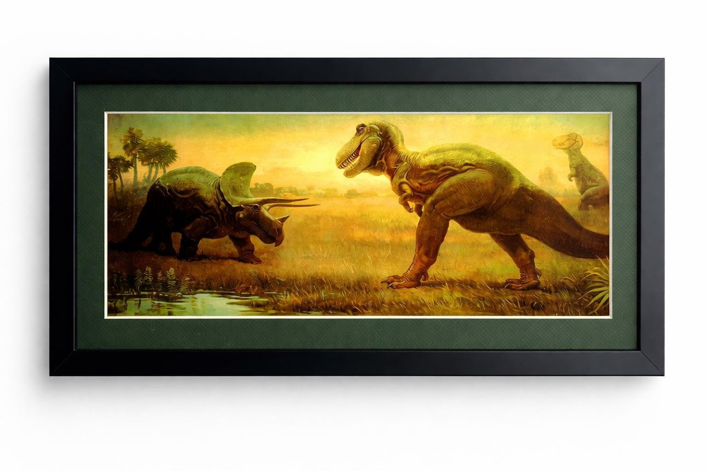 T-Rex Vs Triceratops Dinosaur Poster Framed Art Print by Charles R. Knight