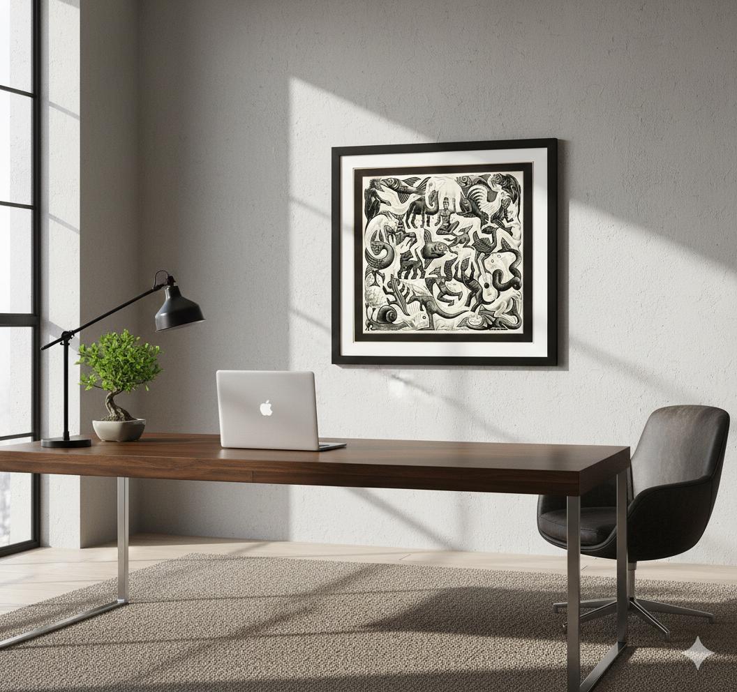 M.C. Escher Art Framed Print with Double Mat