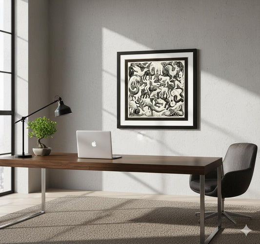 M.C. Escher Art Framed Print with Double Mat