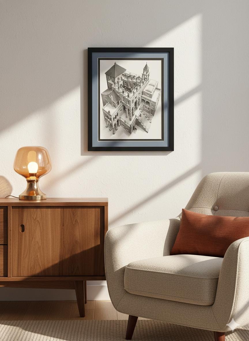 Ascending & Descending by MC Escher Framed Art Print