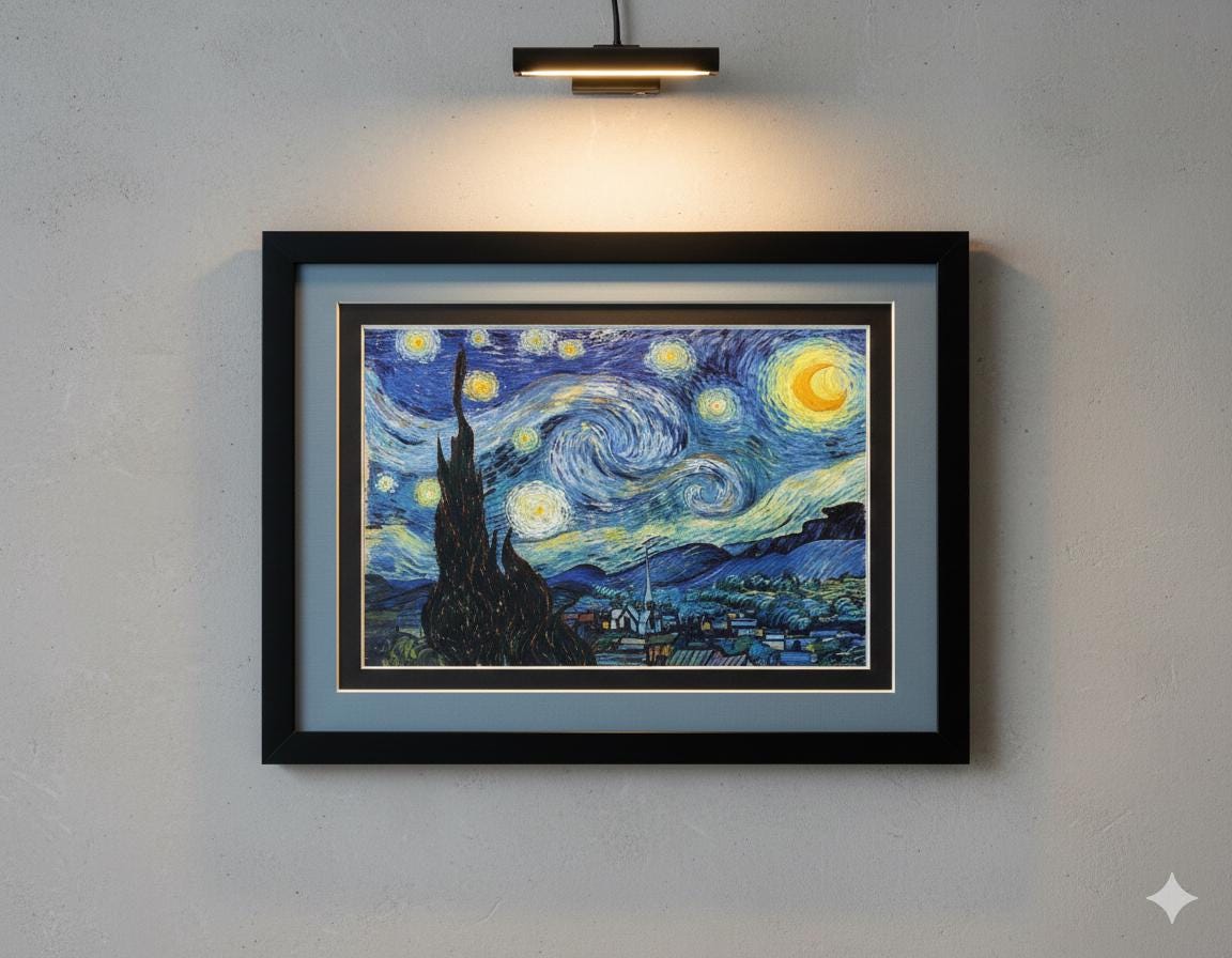 Starry Night Framed Art Print by Vincent van Gogh